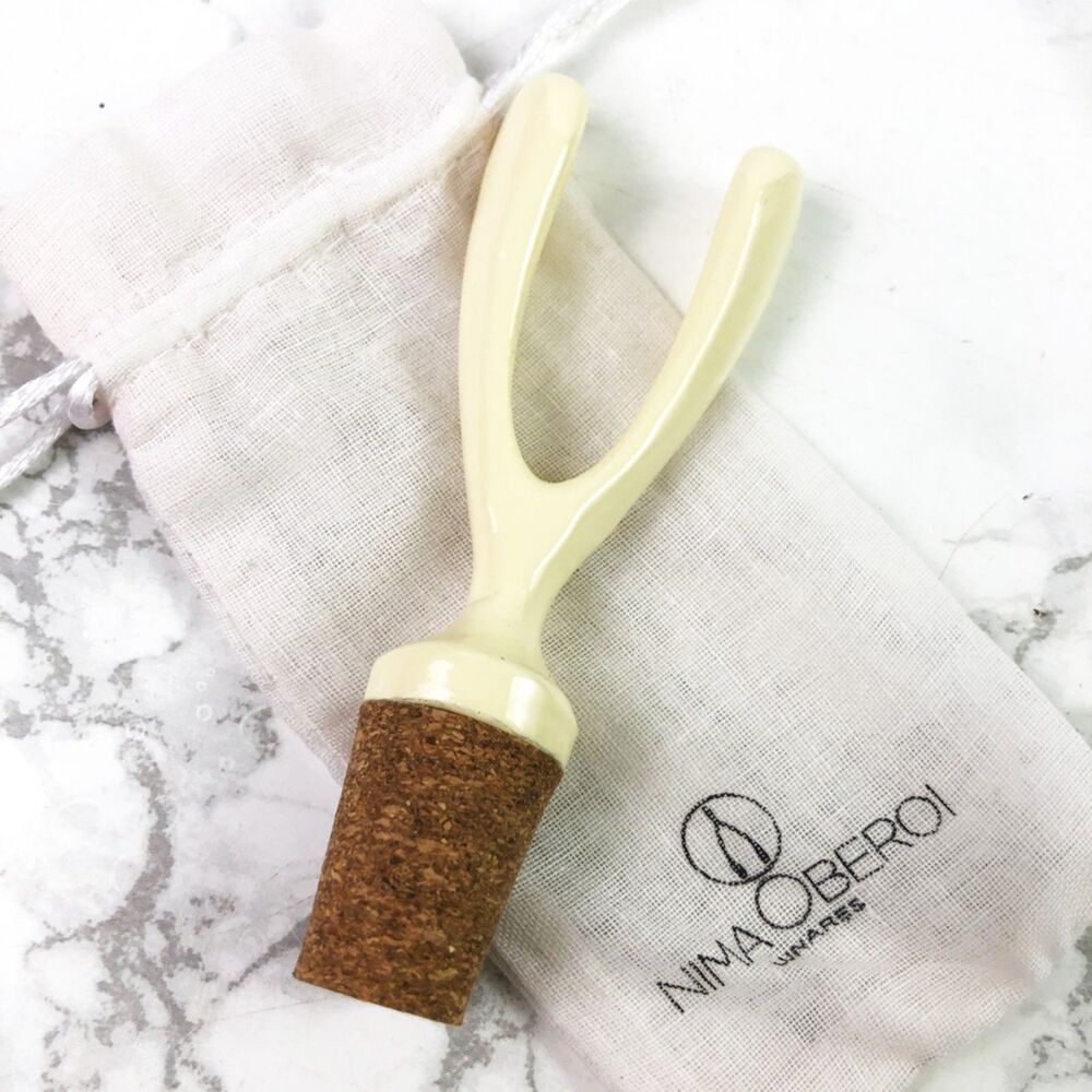 NIB Wishbone Wine Bottle Stopper - Nima Oberoi Lunares - Picture 3 of 6
